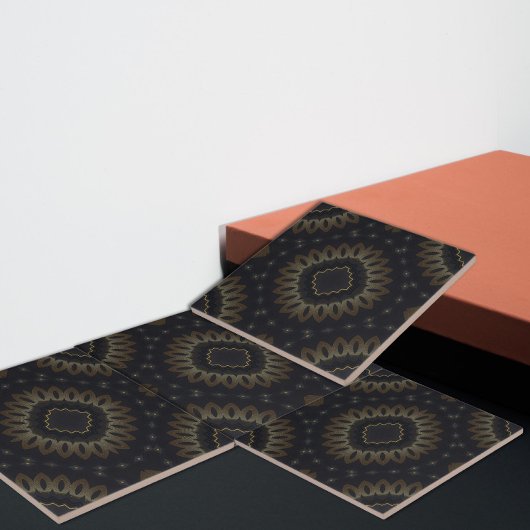 Glanzend Elegant Zwart en Goud Medaillon Tegeltje