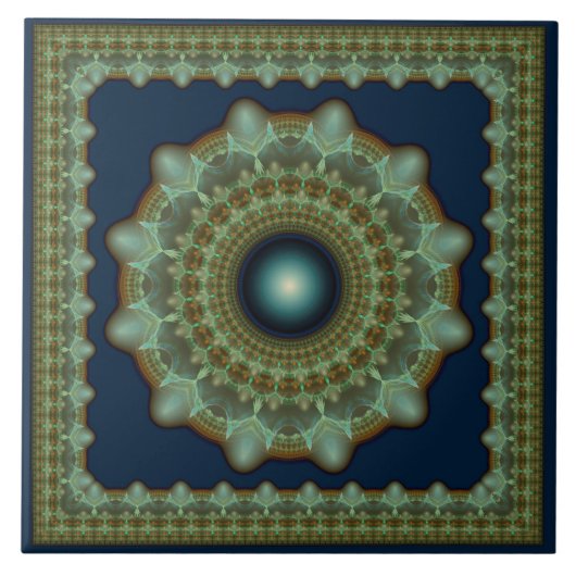 Glanzend fabulair fractaal ornament tegeltje (Voorkant)