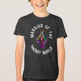 Glanzend Fantasie Energie Zwaard Kinderen Tri-Blend Shirt