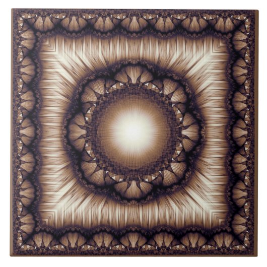 Glanzend floreel fractaal omgevormd patroon tegeltje (Voorkant)