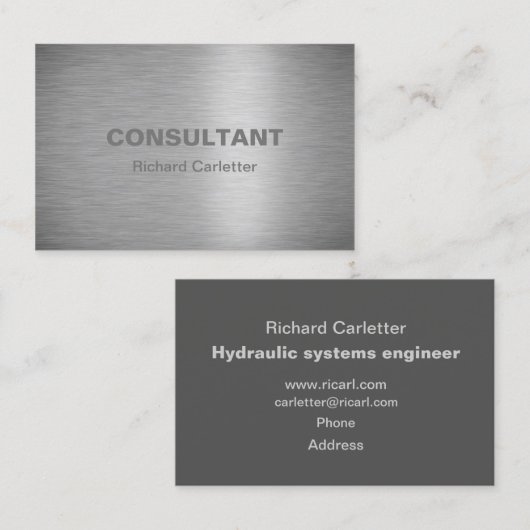 Glanzend geborsteld metaaleffect professioneel visitekaartje (Voorkant / Achterkant)