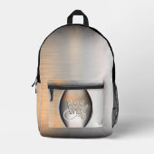 Glanzend geborsteld staal monogram bedrukte rugzak (Voorkant)