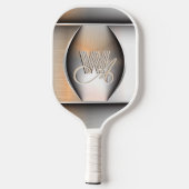 Glanzend geborsteld staal monogram pickleball paddle (Achterkant)