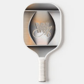Glanzend geborsteld staal monogram pickleball paddle (Voorkant)