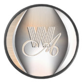 Glanzend geborsteld stalen monogram hockey puck (Voorkant)