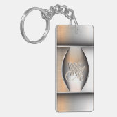 Glanzend Geborsteld Stalen Monogram Sleutelhanger (Voorkant Links)