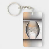 Glanzend Geborsteld Stalen Monogram Sleutelhanger (Voorkant)