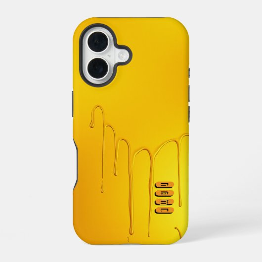 Glanzend Geel Druppel Effect iPhone 16 Hoesje (Achterkant)
