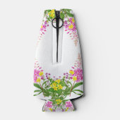 Glanzend geel roze Wildflower Script Baby shower Flesjeskoeler (Achterkant)