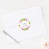 Glanzend geel roze Wildflower Script Ronde Sticker (Envelop)