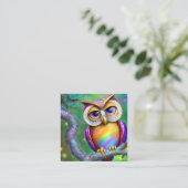 Glanzend glad glas Zoek naar Uil Vierkante Visitekaartje (Staand voorkant)
