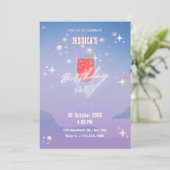 Glanzend glas cocktail verjaardag kaart (Staand voorkant)