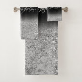 Glanzend glimmend effect Glam zilver zwart gedrukt Bad Handdoek (Insitu)