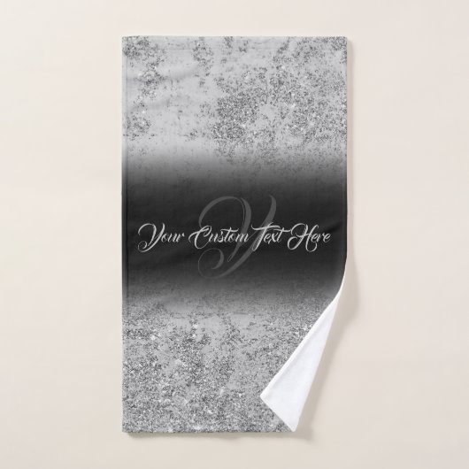 Glanzend glimmend effect Glam zilver zwart gedrukt Bad Handdoek (Handdoek)