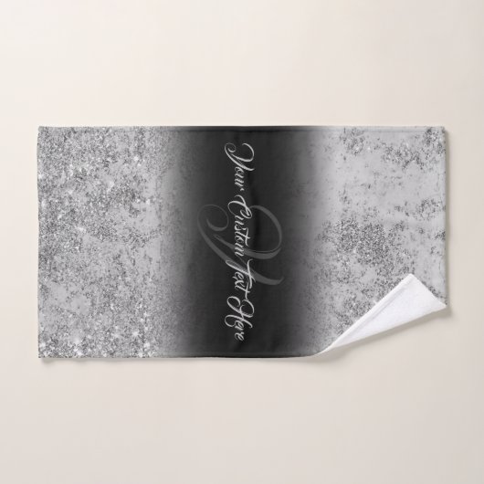 Glanzend glimmend effect Glam zilver zwart gedrukt Bad Handdoek (Handdoek)