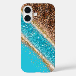 Glanzend Glitter Luipaard Hoortelefoonhoes Ontwerp iPhone 16 Hoesje