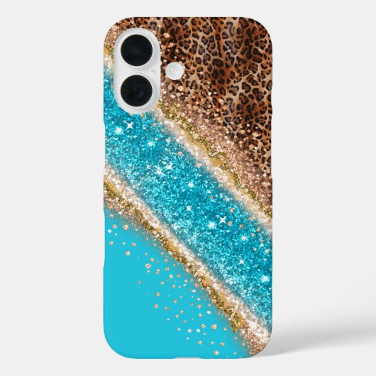 Glanzend Glitter Luipaard Hoortelefoonhoes Ontwerp Case-Mate iPhone Case (Achterkant)