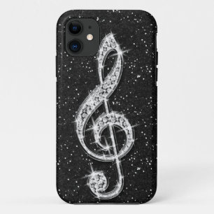 Glanzend Glitterend Diamanten Muzieknoot Gedrukt iPhone 11 Hoesje