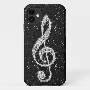 Glanzend Glitterend Diamanten Muzieknoot Gedrukt iPhone 11 Hoesje