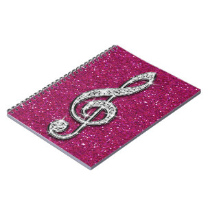 Glanzend Glitterend Diamanten Muzieknoot Gedrukt Notitieboek