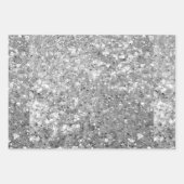 Glanzend Glitterend Zilver Glitter & Folie Patrone Inpakpapier Vel (Voorkant)
