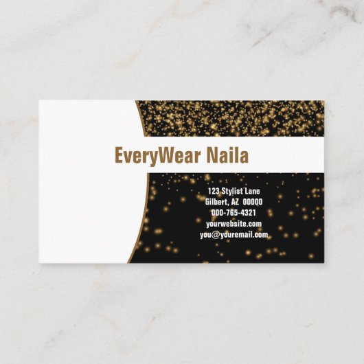 Glanzend Gold-glitter op zwarte, aangepaste Profes Visitekaartje (Achterkant)