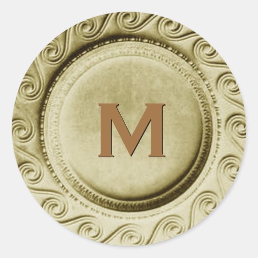Glanzend Goud Art Deco Bruiloft Monogram M Sticker (Voorkant)