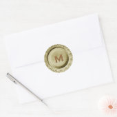 Glanzend Goud Art Deco Bruiloft Monogram M Sticker (Envelop)
