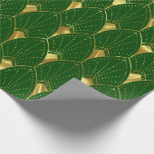 Glanzend Goud Art Deco Patroon op Groen Cadeaupapier (Hoek)