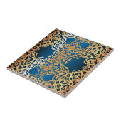 glanzend goud en blauw gelooid patroon tegeltje (Zijkant)