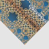   glanzend goud en blauw gelooid patroon tissuepapier (Detail)
