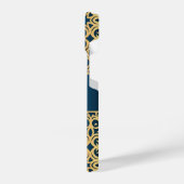 glanzend goud en blauw juwelen iPhone hoesje (Linkerkant)