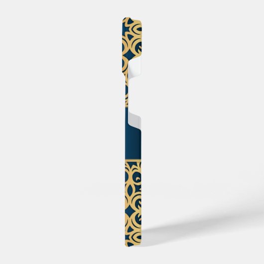   glanzend goud en blauw juwelen iPhone hoesje (Linkerkant)