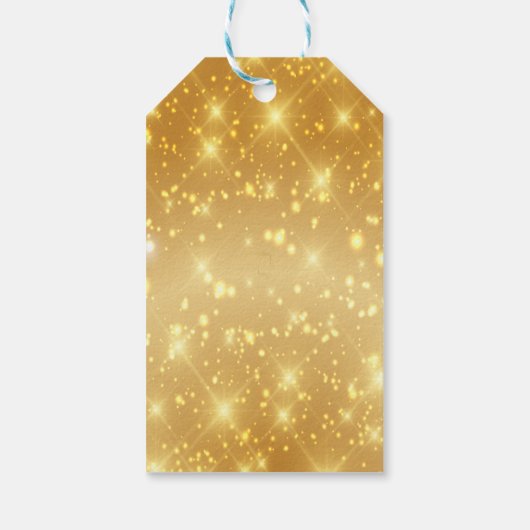 Glanzend goud en kerstballen cadeaulabel (Achterkant)