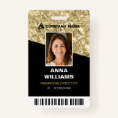 Glanzend Goud en Zwart Naam werknemer ID Badge (Voorkant)