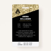 Glanzend Goud en Zwart Naam werknemer ID Badge (Achterkant)