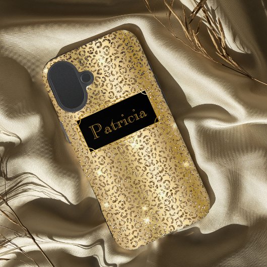 Glanzend Goud glamoureuze lepard glitter print Case-Mate iPhone Case