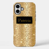 Glanzend Goud glamoureuze lepard glitter print Case-Mate iPhone Case (Achterkant)