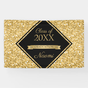 Glanzend Goud Glitter Zwart Lijst Spandoek