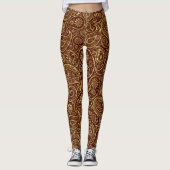 Glanzend goud op donkerrode vallei leggings (Voorkant)