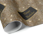 Glanzend goud op zwart glamoureuze pailletten spra cadeaupapier (Rol Hoek)