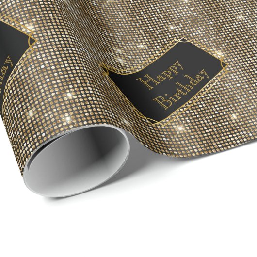Glanzend goud op zwart glamoureuze pailletten spra cadeaupapier (Rol Hoek)