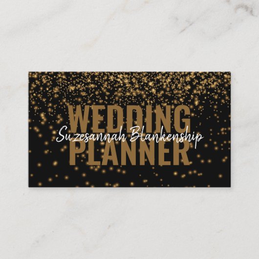 Glanzend goud over zwarte aangepaste QR-code Visitekaartje (Voorkant)