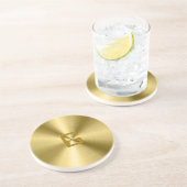 Glanzend Goud Roestvrij Staal Textuur Print Zandsteen Onderzetter (Zijkant)