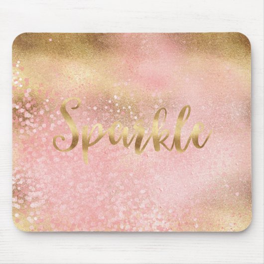 Glanzend Goud Roze Confetti Glam Glitters Muismat (Voorkant)