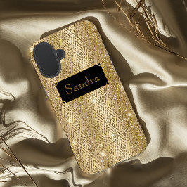 Glanzend Goud schittert glamoureuze art deco iPhone 16 Plus Hoesje