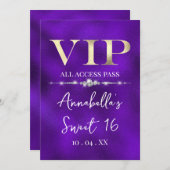Glanzend Goud VIP op Paars Kaart (Voorkant / Achterkant)