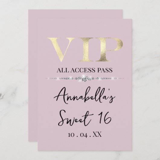 Glanzend Goud VIP op Roze Kaart (Voorkant / Achterkant)