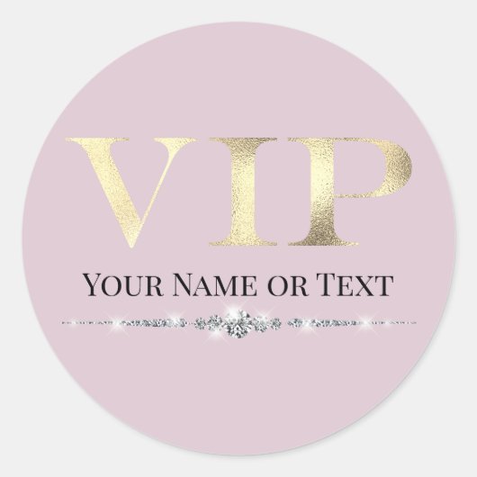Glanzend Goud VIP op Roze Ronde Sticker (Voorkant)