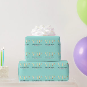 Glanzend Goud VIP op Teal Cadeaupapier
